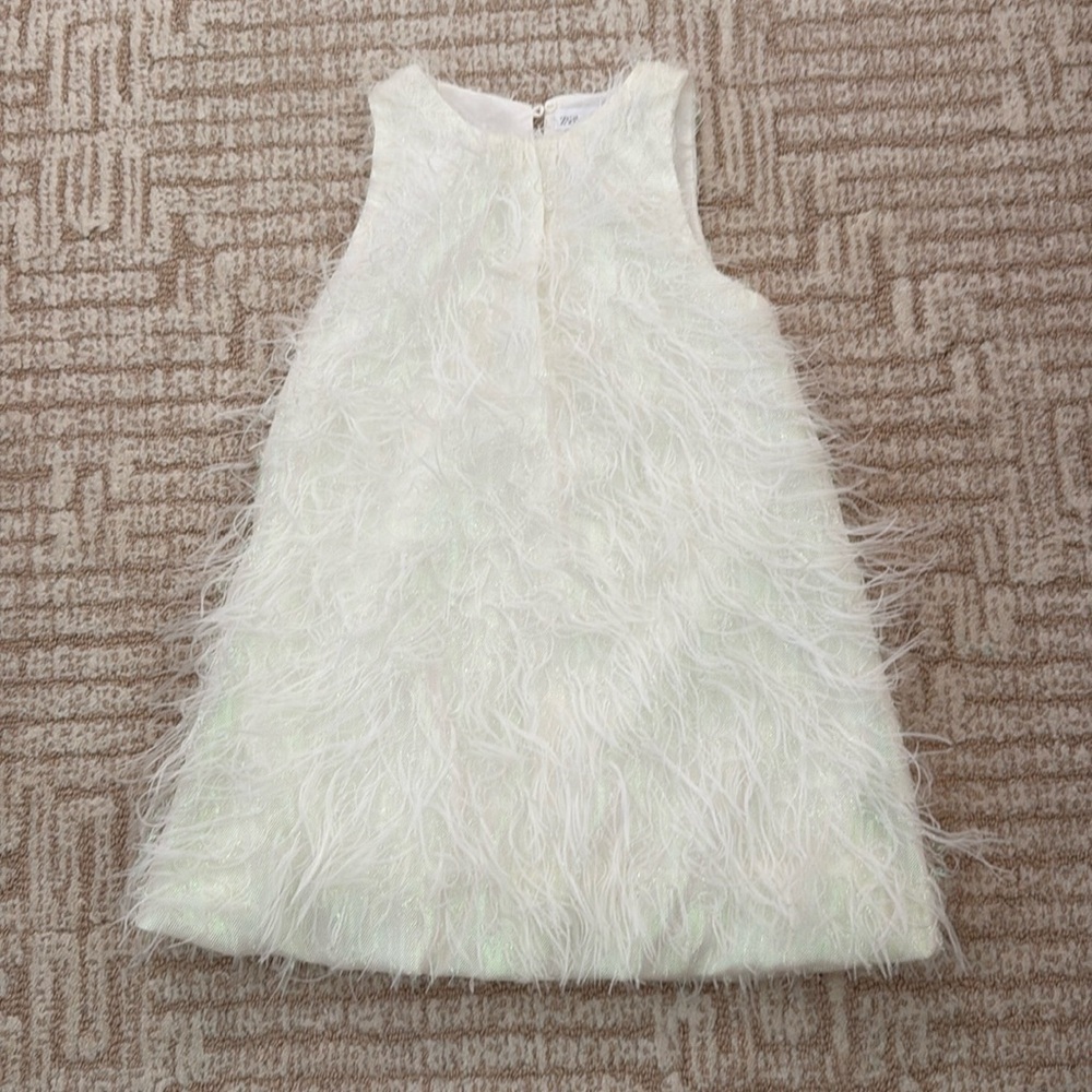 Zara girls white feather dress- rare- pristine - worn once